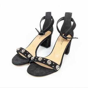 La Canadienne Black Rumi Studded Strap Sandal Heels Size 6